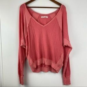 Free People Size XS Women’s Prairie Rose Pink Santa Clara Thermal V-neck Top